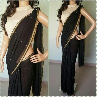 saree with fancy blouse